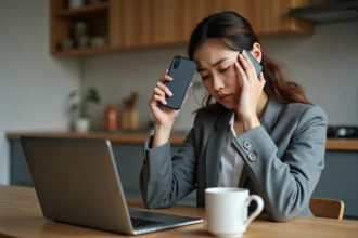 Voyageur inquiet cherchant des solutions après avoir perdu son téléphone
